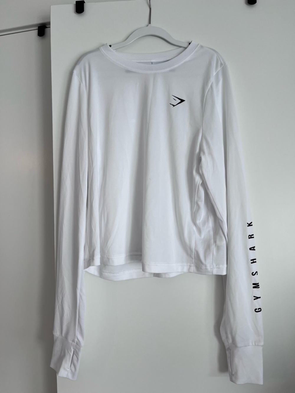 Gymshark White Long Sleeve Logo Top